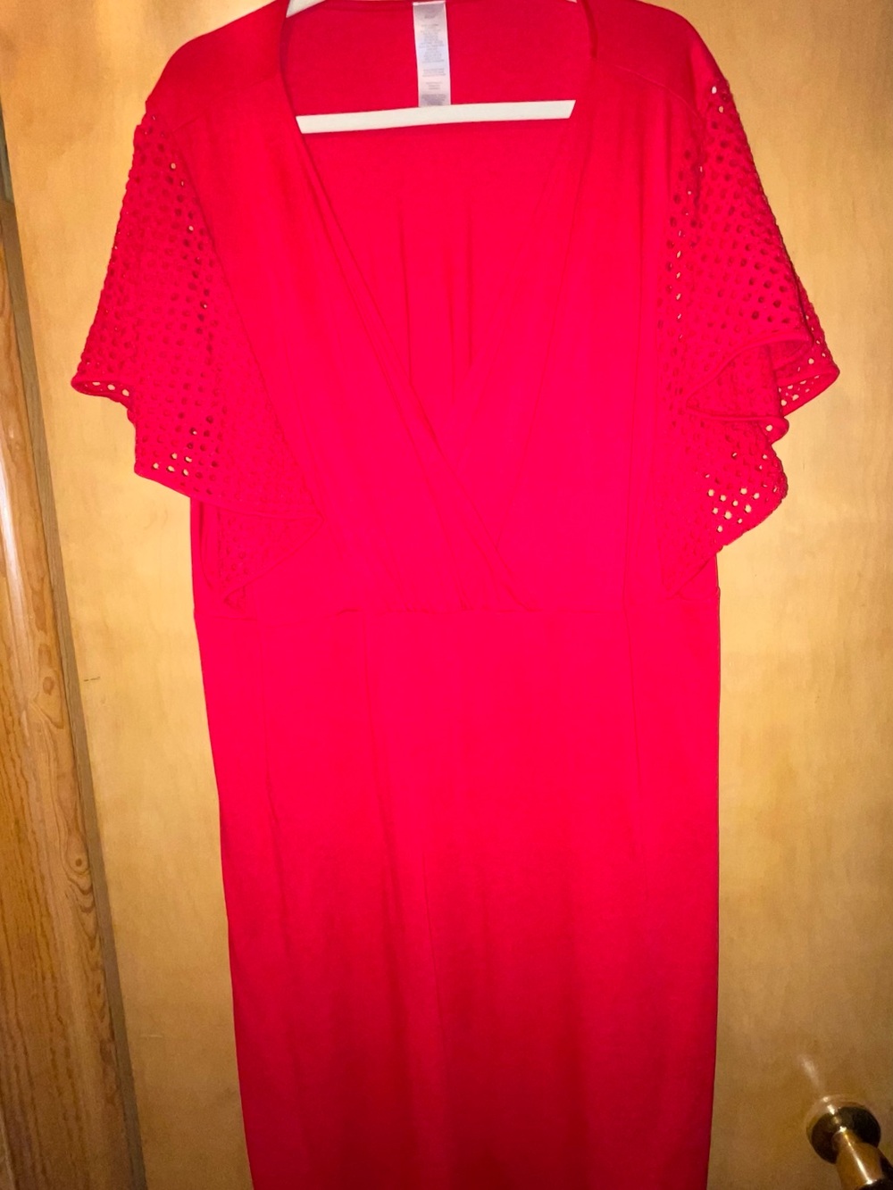 Avon Red Flutter Sleeve Wrap Dress